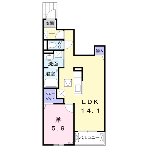 ビサイド ストリーム(1LDK/1階)の間取り写真