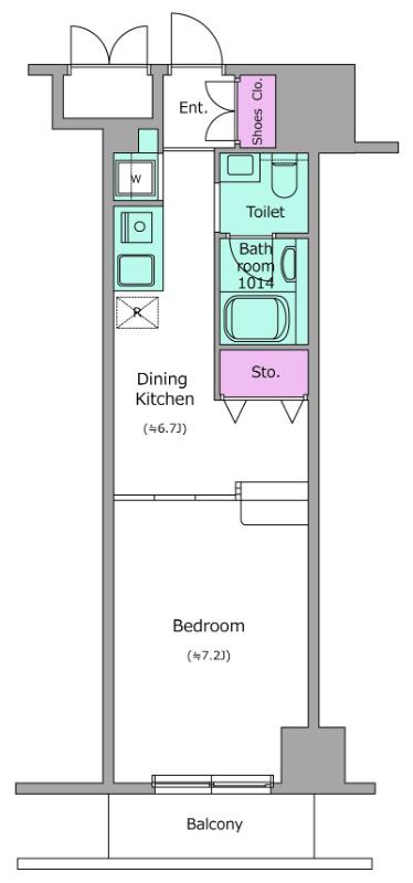 レジディア上野御徒町(ワンルーム/10階)の間取り写真