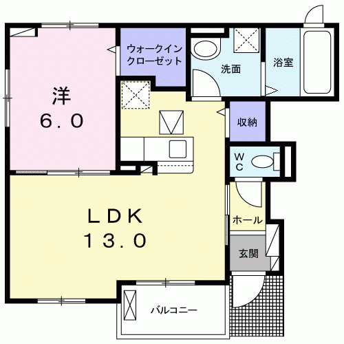 ラ・クレール(1LDK/1階)の間取り写真