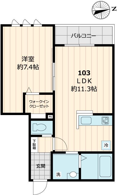 メゾンベベ(1LDK/1階)の間取り写真