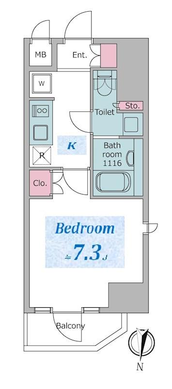 ドゥーエ日暮里(1K/3階)の間取り写真