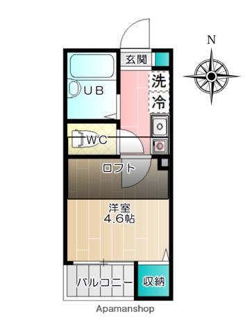 KANON竹ノ塚(1K/1階)の間取り写真