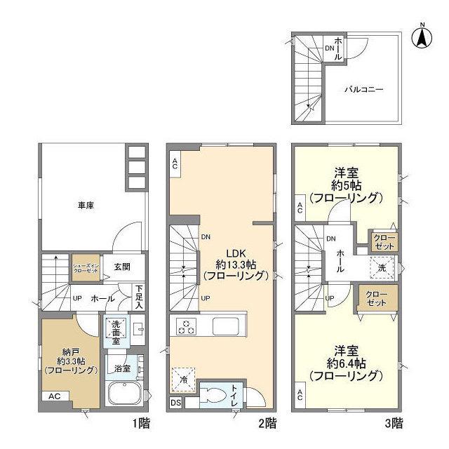 千代田・常磐緩行線 綾瀬駅 徒歩12分 3階建 築4年(2SLDK)の間取り写真