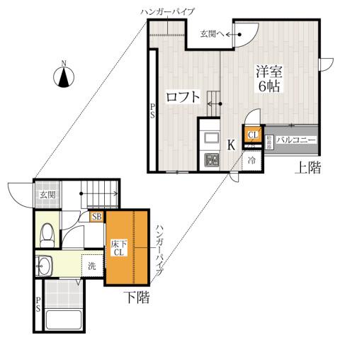 CB草加サラ(1K/1階)の間取り写真