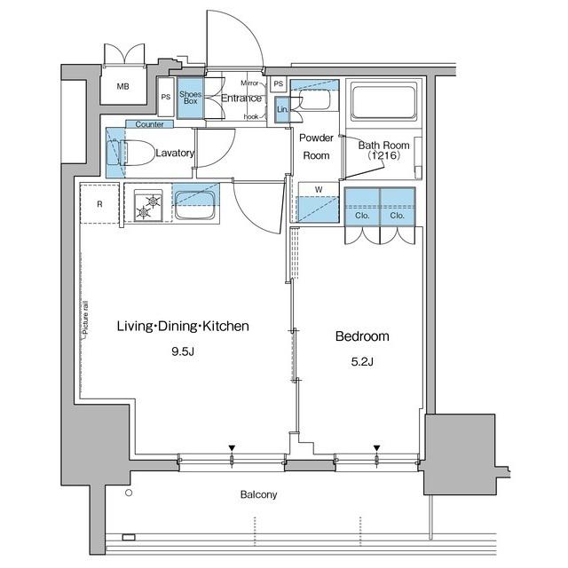 ルフォンプログレ秋葉原マークス(1LDK/10階)の間取り写真