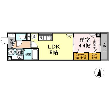 セレスティア大谷田(1LDK/1階)の間取り写真