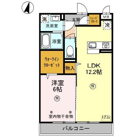 ロータス草加Ⅰ(1LDK/2階)の間取り写真