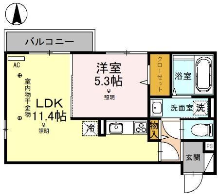 東武伊勢崎・大師線 草加駅 徒歩7分 3階建 築4年(1LDK/3階)の間取り写真