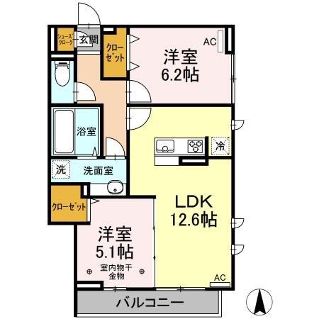 シトロンフレア5(2LDK/3階)の間取り写真