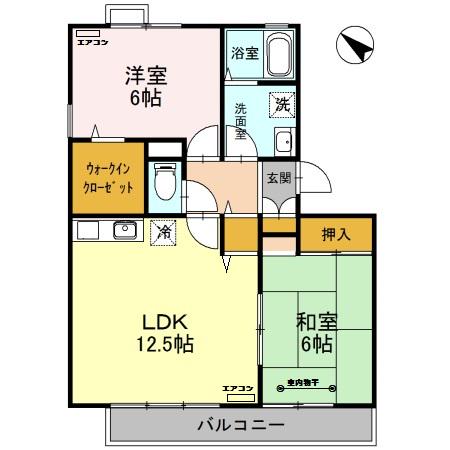 ウエストシティ Ⅴ/Ⅵ(2LDK/3階)の間取り写真