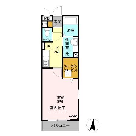 ヴィルクレールⅡ(1K/1階)の間取り写真