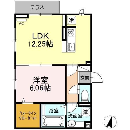 GOLDEN RINGS 12(1LDK/1階)の間取り写真