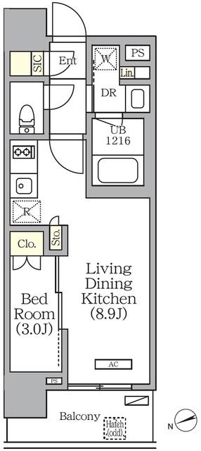 グランエール西日暮里(1LDK/9階)の間取り写真