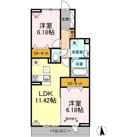 サンベリーナ(2LDK/1階)の間取り写真