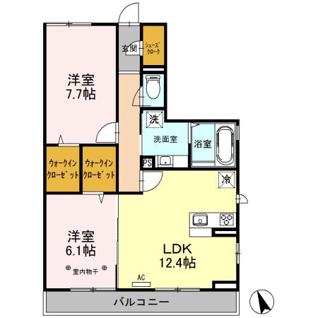 RSAⅢ(2LDK/2階)の間取り写真
