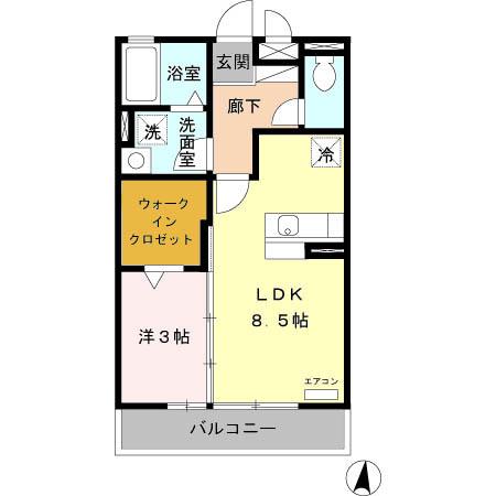 メゾンフォンテーヌ(1LDK/2階)の間取り写真