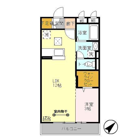 シーガル(1LDK/1階)の間取り写真
