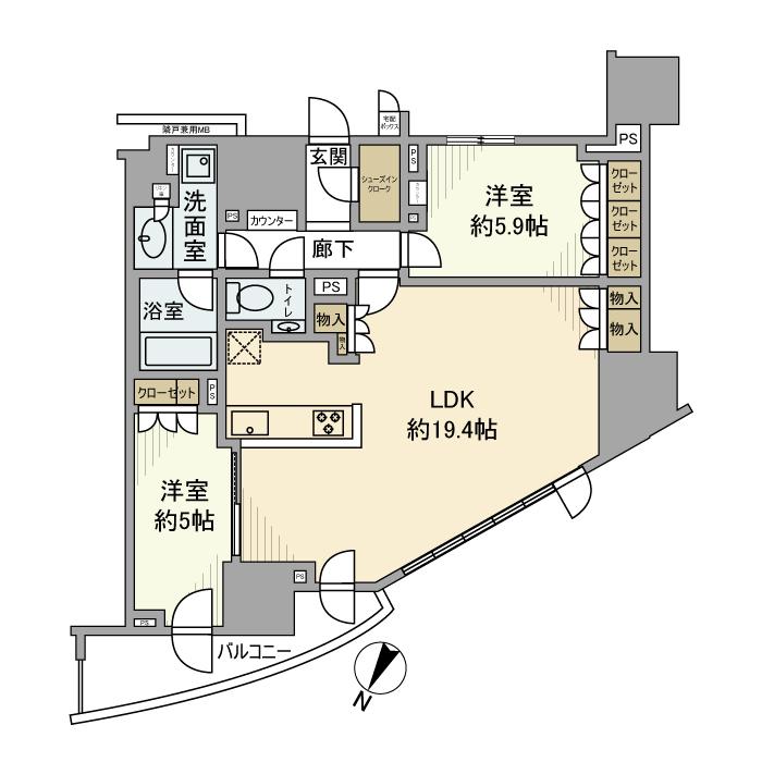 プラウド町屋 14階階 間取り