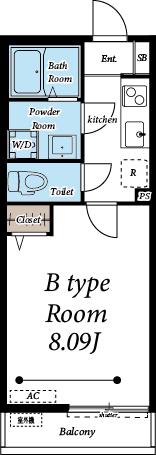 フェリスゲート新田(1K/1階)の間取り写真