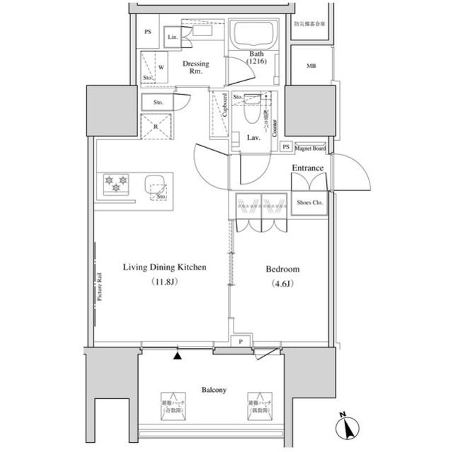 ザ・パークハビオ北千住(1LDK/9階)の間取り写真