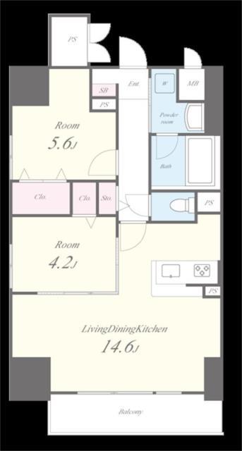 EVERGARDEN(2LDK/12階)の間取り写真