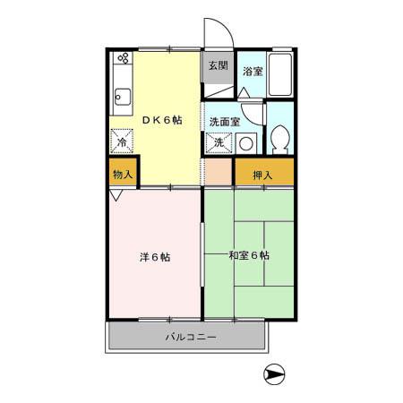 サニーガーデン(2DK/2階)の間取り写真