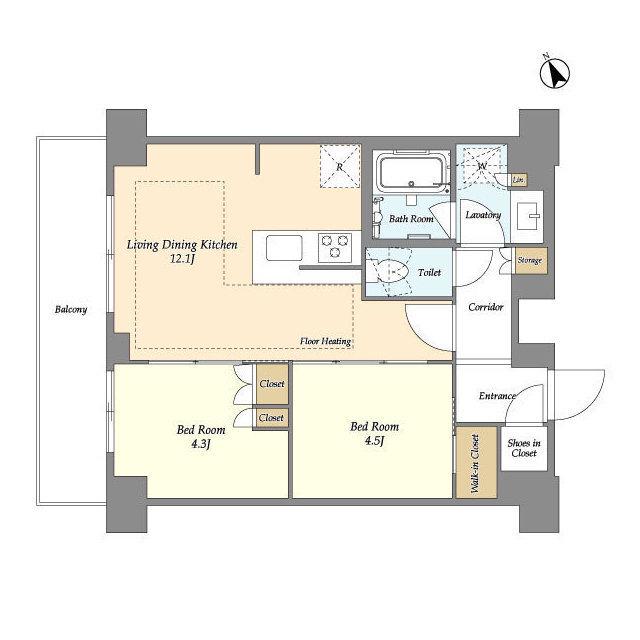 オアーゼ日暮里レジデンス(2LDK/10階)の間取り写真