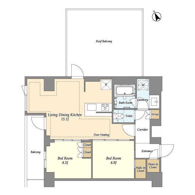 オアーゼ日暮里レジデンス(2LDK/11階)の間取り写真