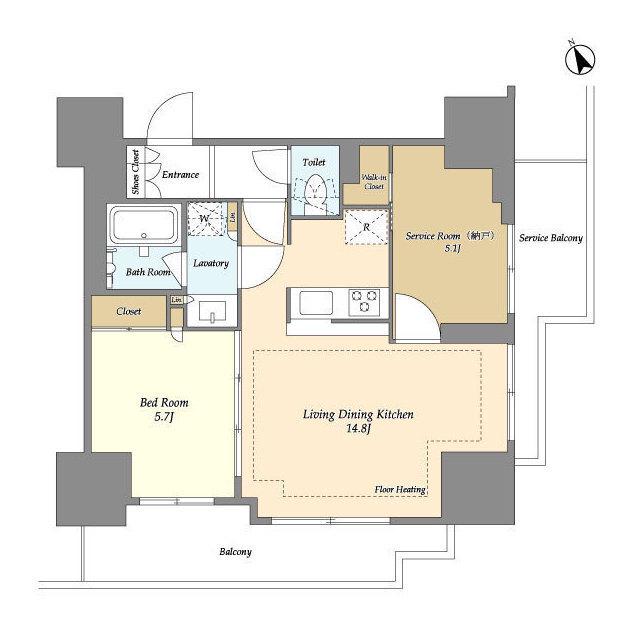 オアーゼ日暮里レジデンス(1SLDK/4階)の間取り写真