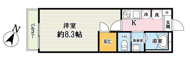 キャメル親水公園(1K/1階)の間取り写真