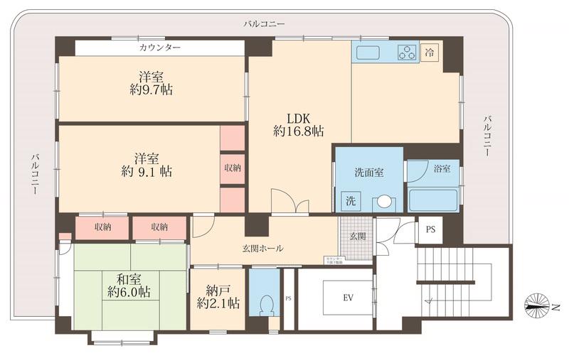 ホライズン東四つ木(3SLDK/4階)の間取り写真