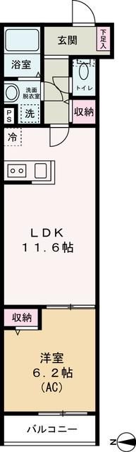 エクセラン舎人Ⅱ(1LDK/3階)の間取り写真