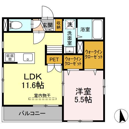 PAUL MAISON(1LDK/2階)の間取り写真