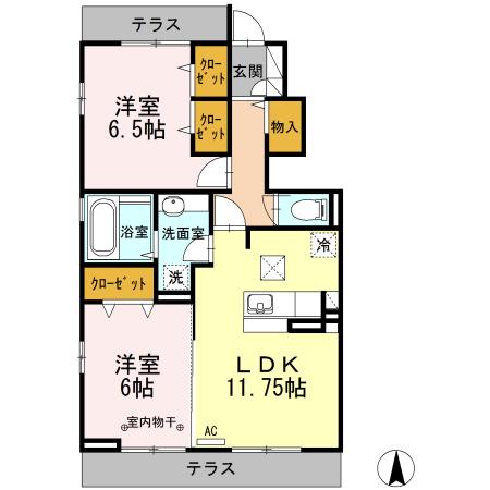アネックスフジミ(2LDK/1階)の間取り写真