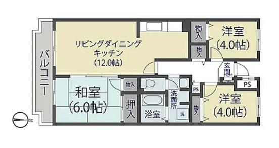 クロノス草加(3LDK/2階)の間取り写真