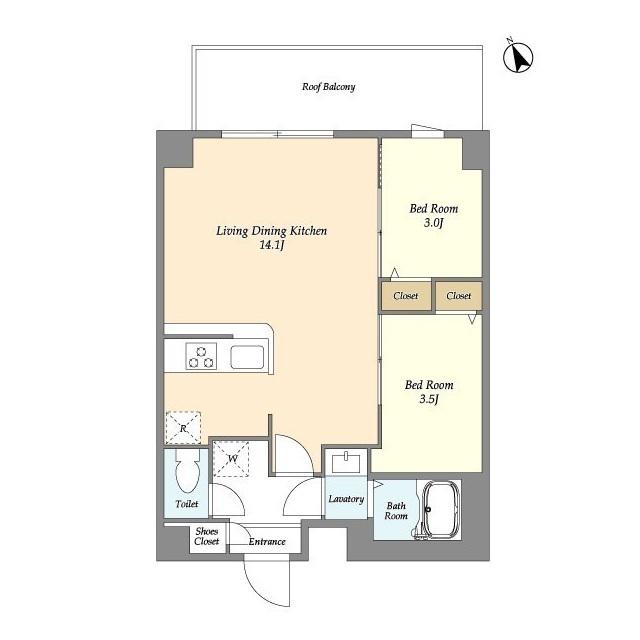 アルファコート青井(2LDK/4階)の間取り写真