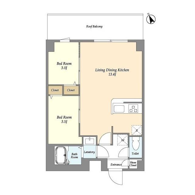 アルファコート青井(2LDK/4階)の間取り写真