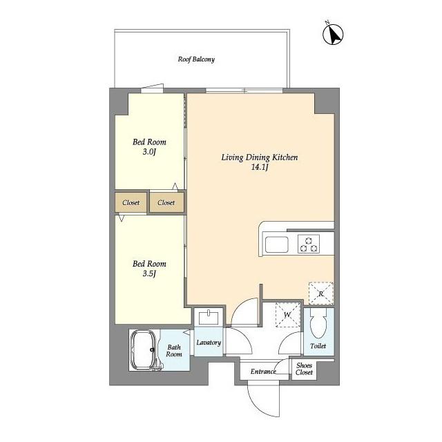 アルファコート青井(2LDK/4階)の間取り写真