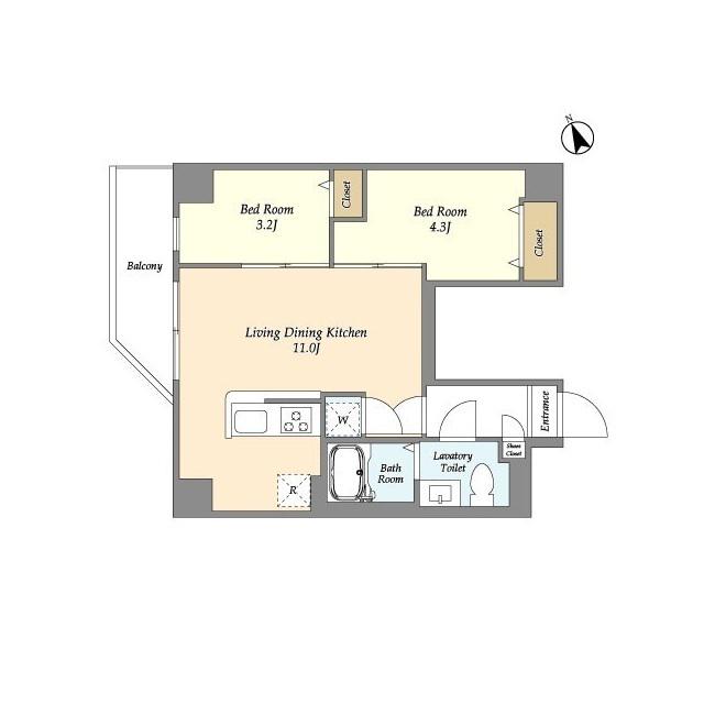 アルファコート青井(2LDK/6階)の間取り写真