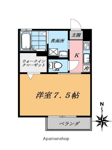 ラクティフローラ木嶋(1K/1階)の間取り写真