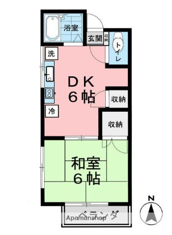 ハイツヤハギ(1DK/2階)の間取り写真