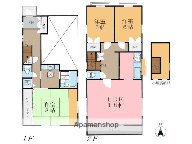 日暮里舎人ライナー 谷在家駅 徒歩3分 2階建 築32年(3LDK)の間取り写真
