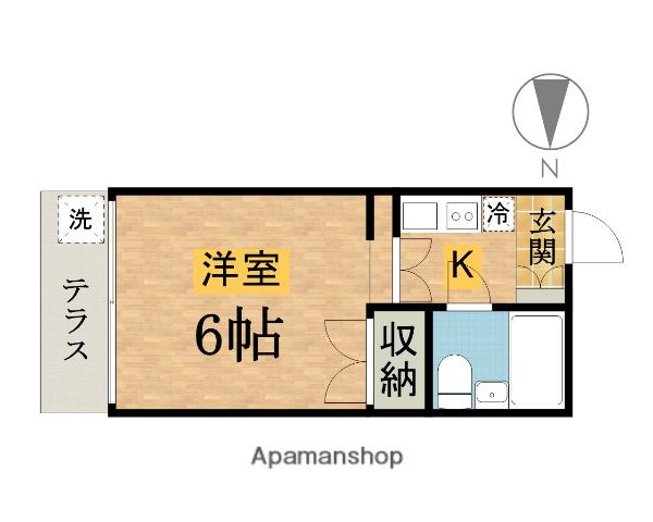 キャビンタコス(ワンルーム/2階)の間取り写真