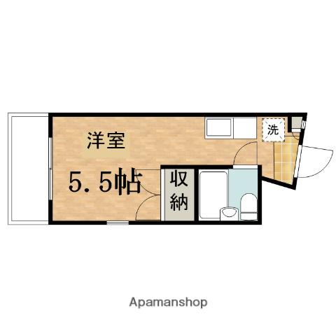 土方ハイツ5(ワンルーム/2階)の間取り写真