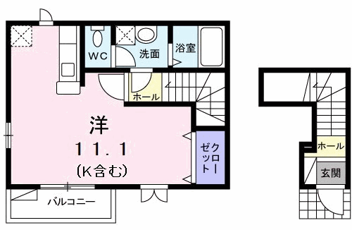 コンフォートヤマダヤ(ワンルーム/2階)の間取り写真