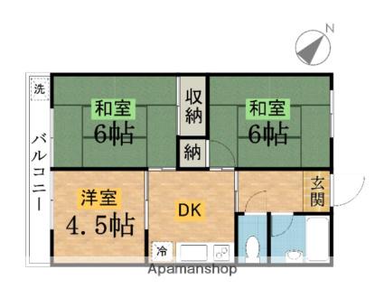 東浅川ハイツ(3DK/2階)の間取り写真