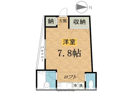 カスティーロ高尾(ワンルーム/2階)の間取り写真