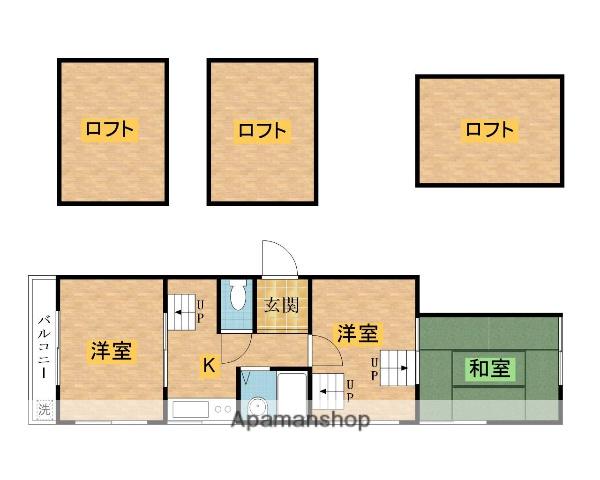 弐分方アパート(3K/2階)の間取り写真