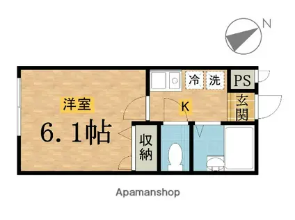 横浜線 八王子みなみ野駅 徒歩7分 2階建 築20年(1K/2階)の間取り写真