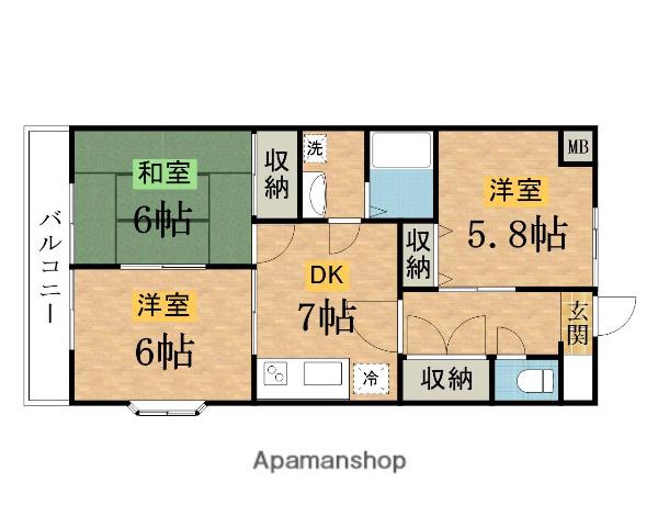 エステート北野Ⅱ 3階階 間取り